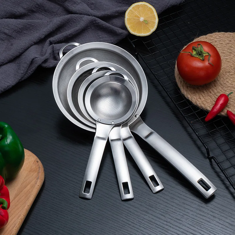 Hot Selling Food Draining Skimmer Soy Milk Flour Stainless Steel Strainer for Cooking Baking Tool Scoop Spoon Colander