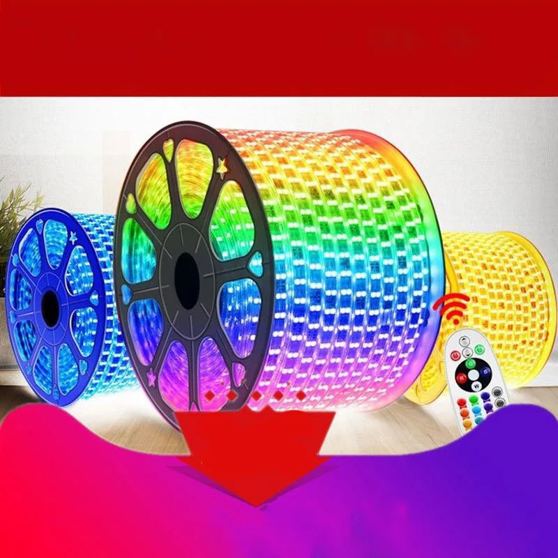 Intelligent 5050 Smd Rgb 16 Colorful Color Changing Remote Control Dimming Waterproof Led Belt Strip Light For Outdoor