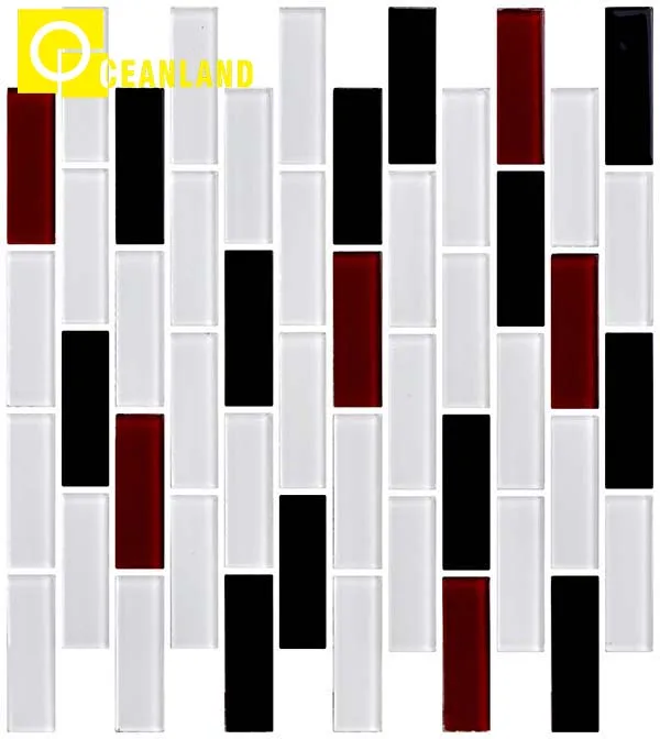 factory wholesale strip black crystal glass brick crystal mosaic tile