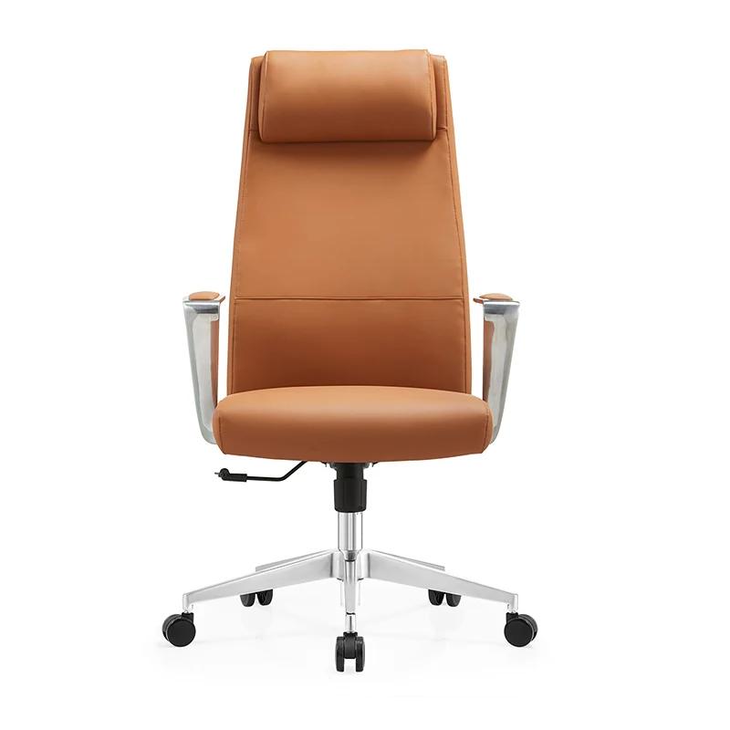 Metal armrest executive office chair genuine leather manager chair