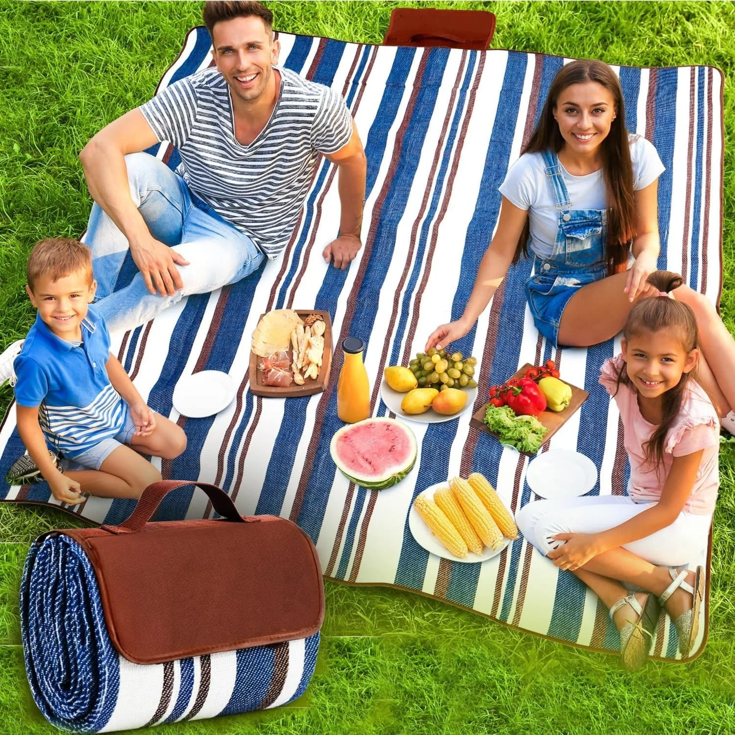 Dual Layers Camping Accessories Picnic Blanket Picnic Mat Canvas Picnic Mat Waterproof for Outdoor Camping Beach