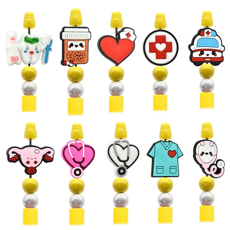 DIY Soft Material Animal Dogs Paw Tiger Lion Print Focal Bead Animals Rubber Silicone Printed Pens Beads For Pen Making