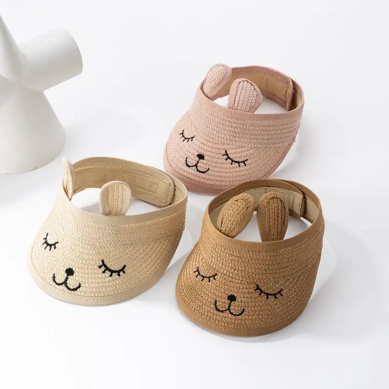 Summer Baby Boys Girls Beach Sun Visor Hat UV Protection Adjustable Packable Kids Toddler Straw Sun Hat