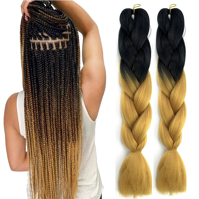 Wholesale 24 Inch Jumbo Braiding Hair Attachment Ombre Jumbo Braids Hair Extensions Blond Brown Black Hair Braids For African