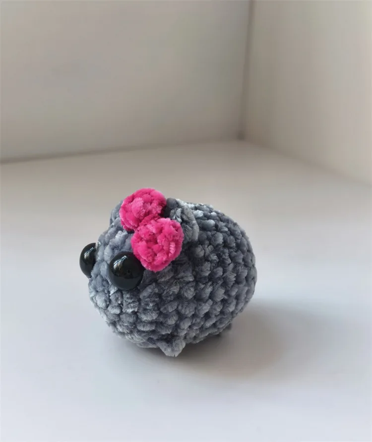 With Music Sad Hamster Bow Crochet With sound Knitted Schoolbag shoulderbag Pendant keychain Handmade plush toy