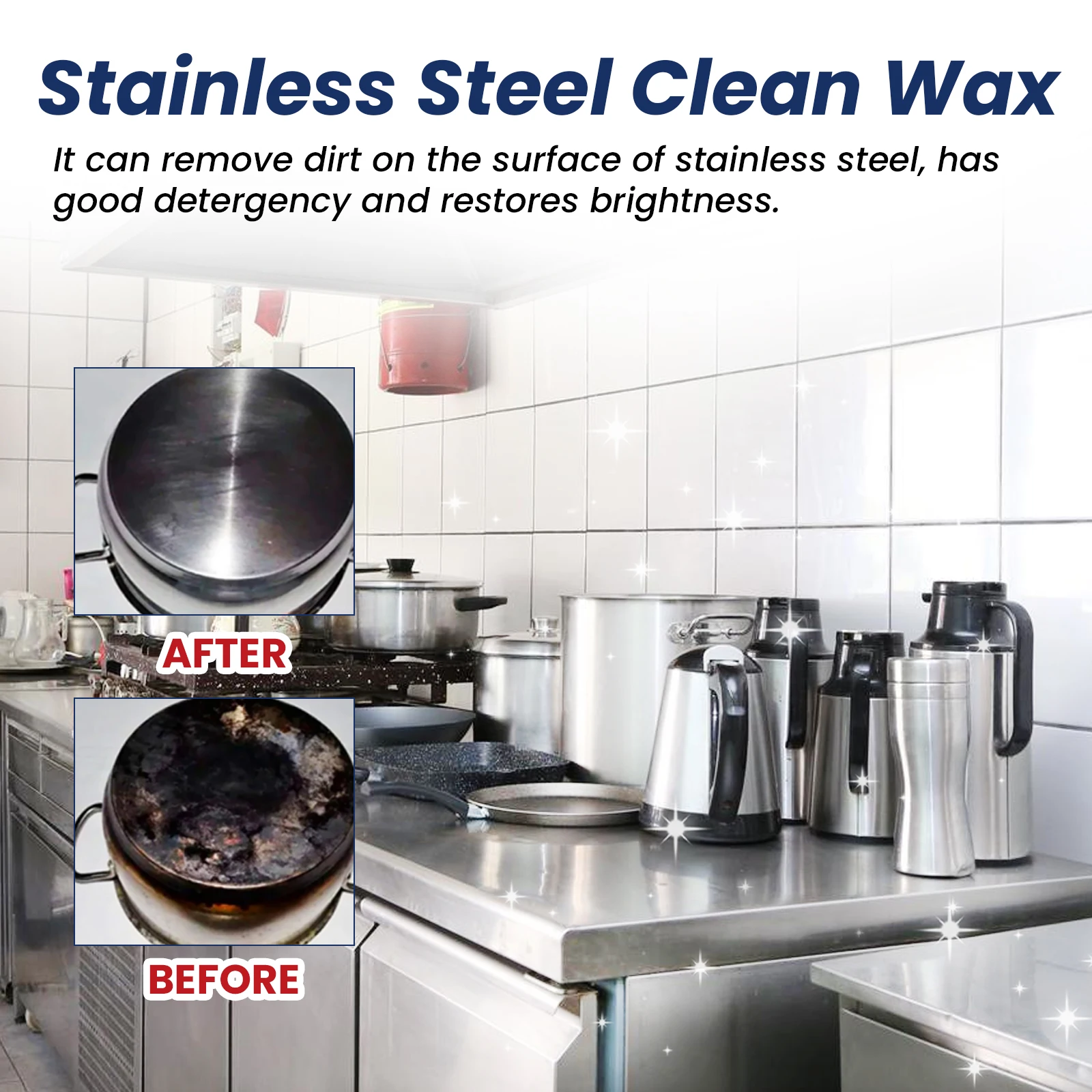 Stainless steel cleaning paste Kitchen utensils POTS and pans clean with heavy oil and rust