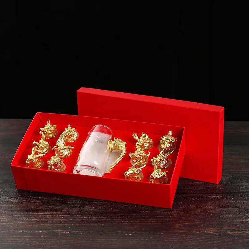 Liqueur Glassware Gift set Wine Alloy Crystal 12 Chinese Zodiac souvenir personalized custom metal shot glasses