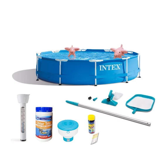 INTEX 28210 28200 Family Round Above Ground Metal Frame Swimming Pool
