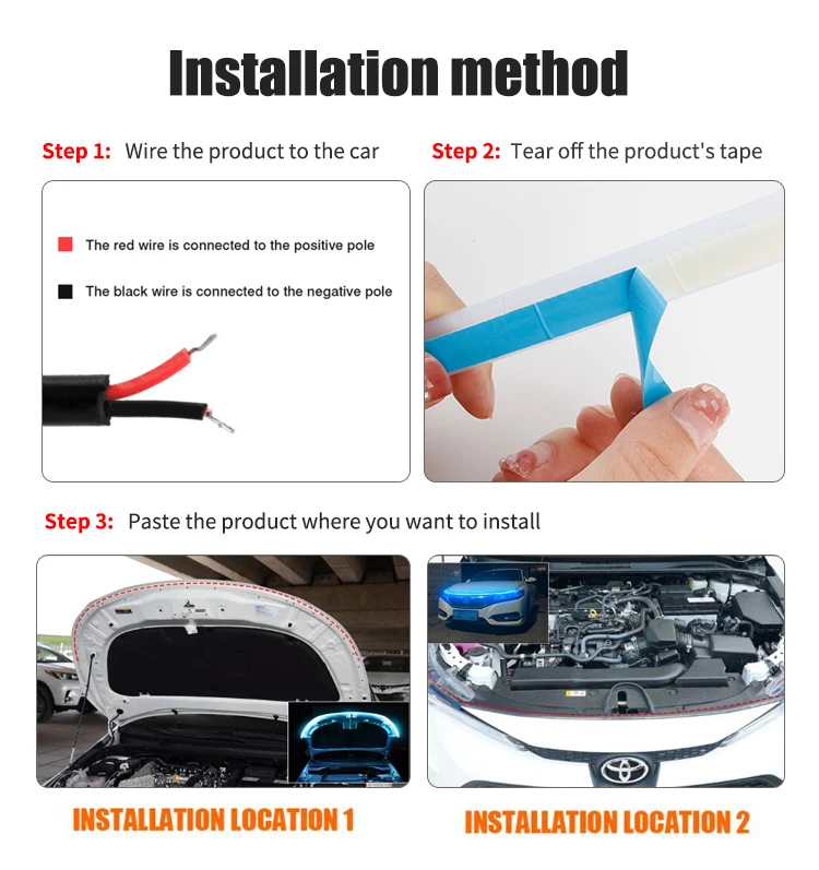 New Universal 1.5/1.8M Start-scan led Car Hood Light Flexible Daytime Running Lights Strip Deacorative Lamp