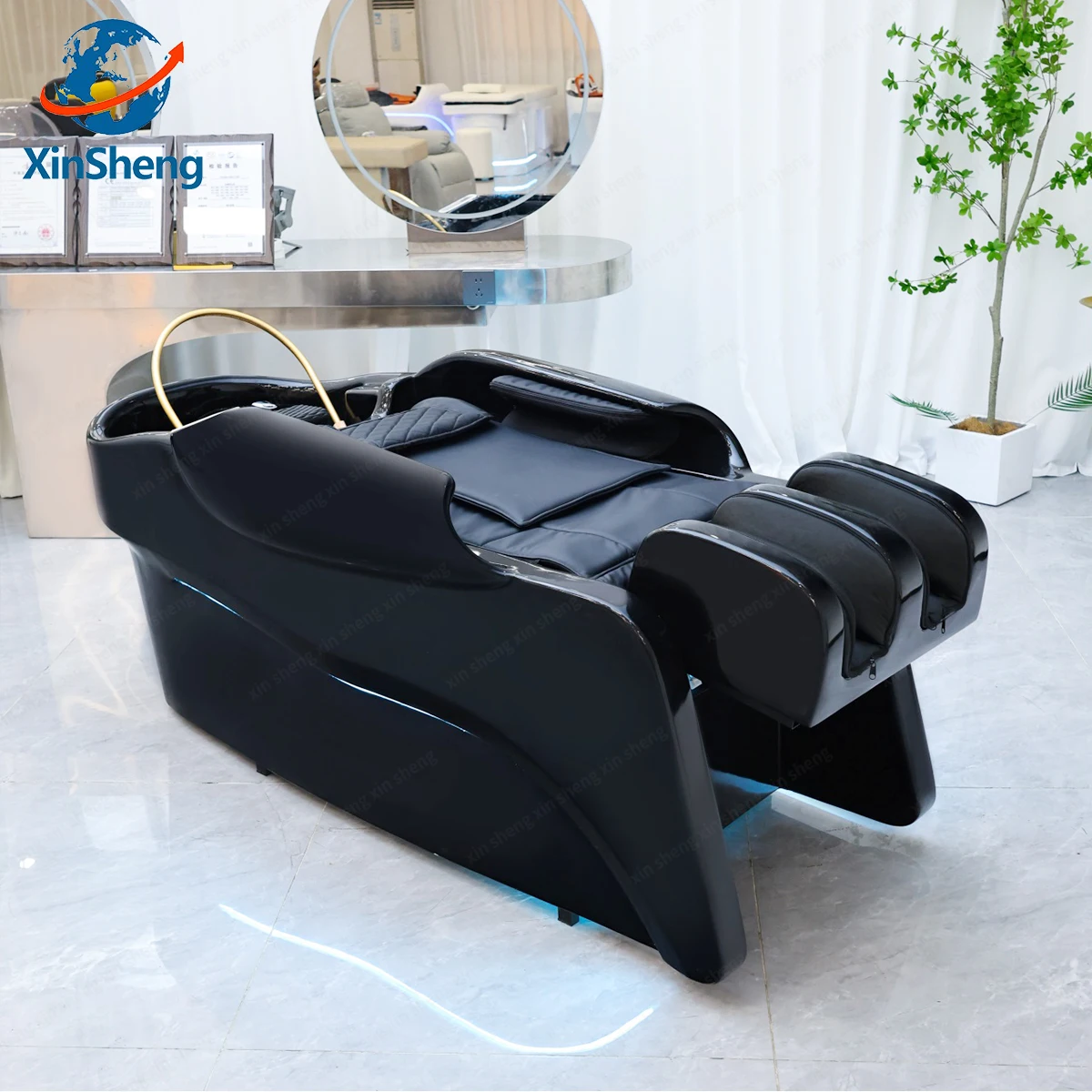 Salon Furniture Head Spa Water Therapy chair Shampoo And Massage Bed With Sink Barbershop Salon Ceramic Wash Basin Shampoo Beds