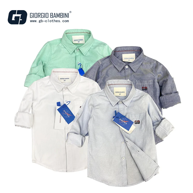 In Stock Cotton Boutique Wholesale Autumn Baby Boys Casual Kids Shirt Clothing Long Sleeve Shirts
