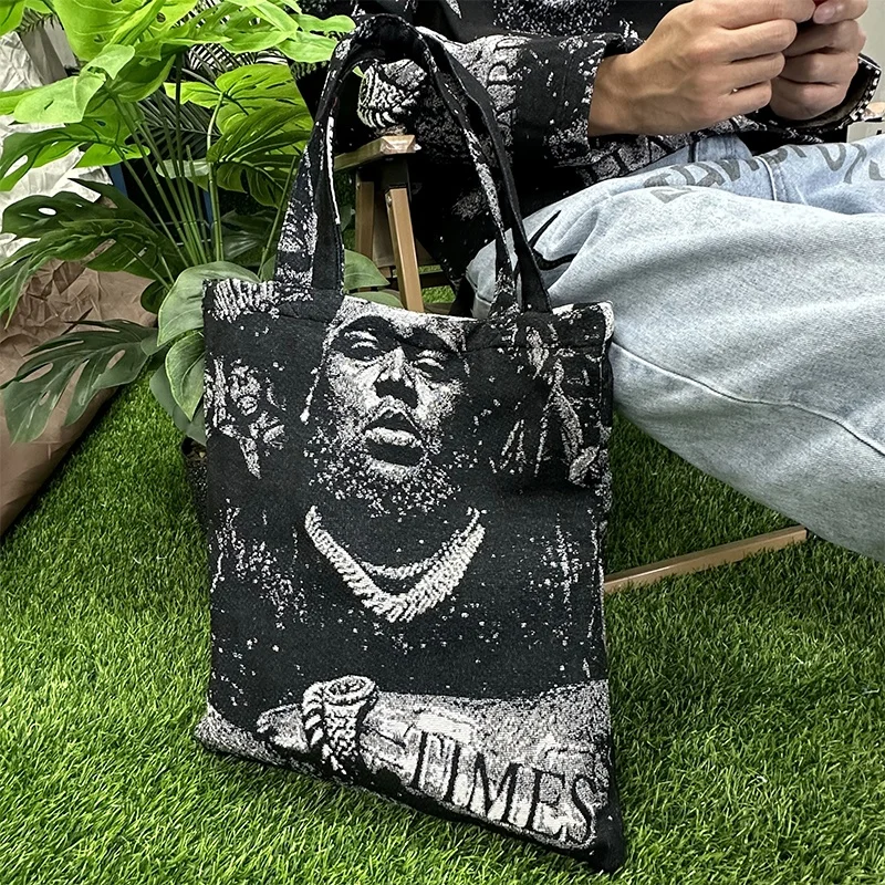 Rod Wave jacquard woven tapestry tote bag grocery bag custom tapestry bag