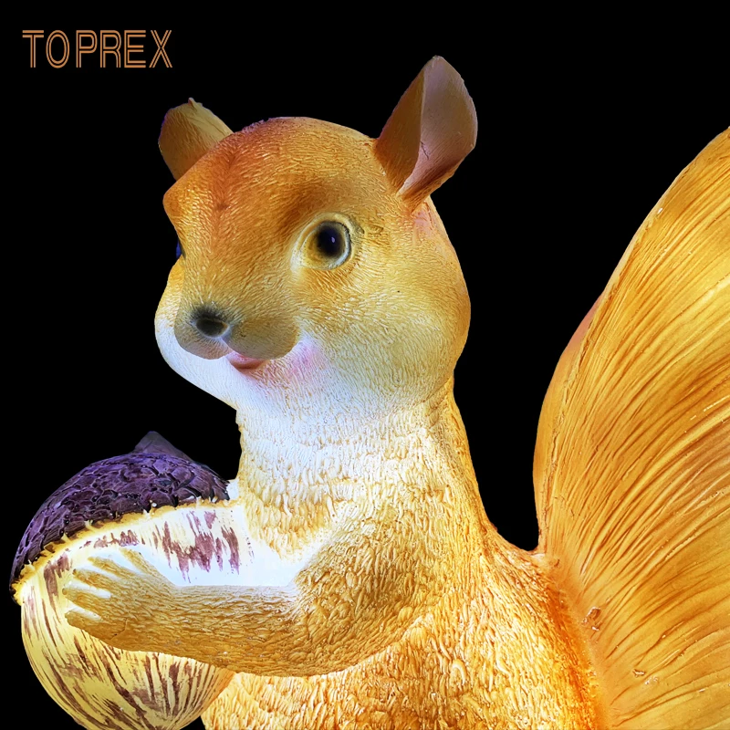 Shenzhen Toprex theme park outdoor decor waterproof life size resin fiberglass safe material led squirrel animal lights