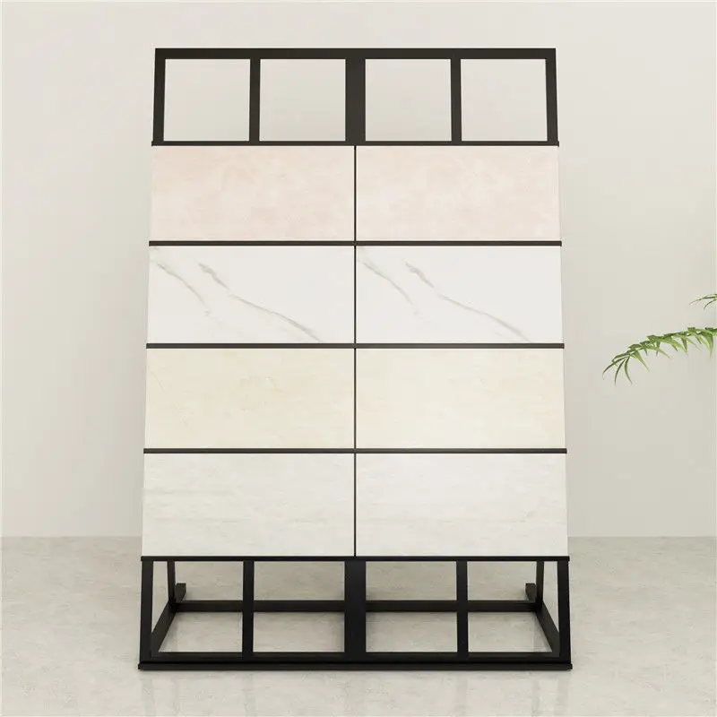 Kainice Customized Wall Mounted Standing Ceramic Tile Marble Tile Displays Wood Flooring Stone Metal Rack For Showroom
