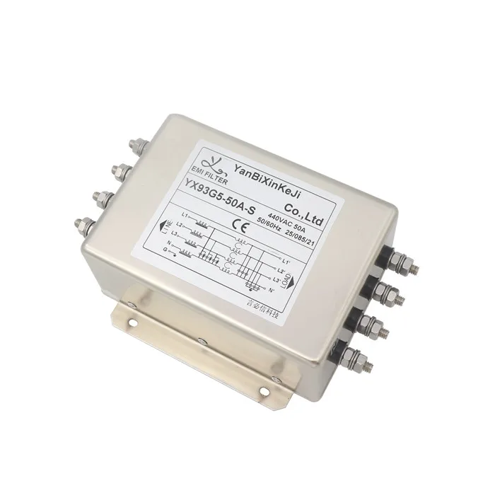 Yanbixin YX93G5-50A-S 3 фазы 4 линии высокой мощности emi фильтр 50A шума rfi сети электронные фильтры для частотно-регулируемым приводом и