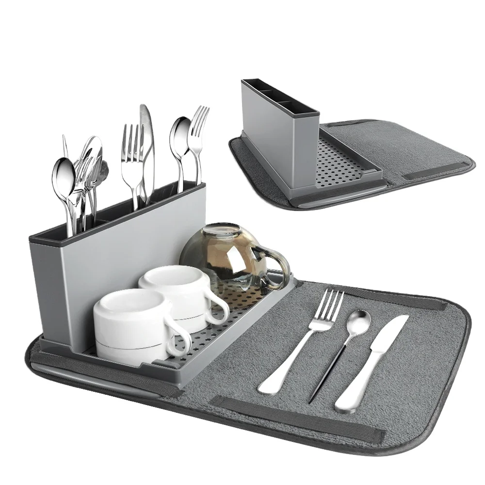 Masthome newly multifunctional microfiber Dish Drying Rack Mat foldable Kitchen Dish rack Mat