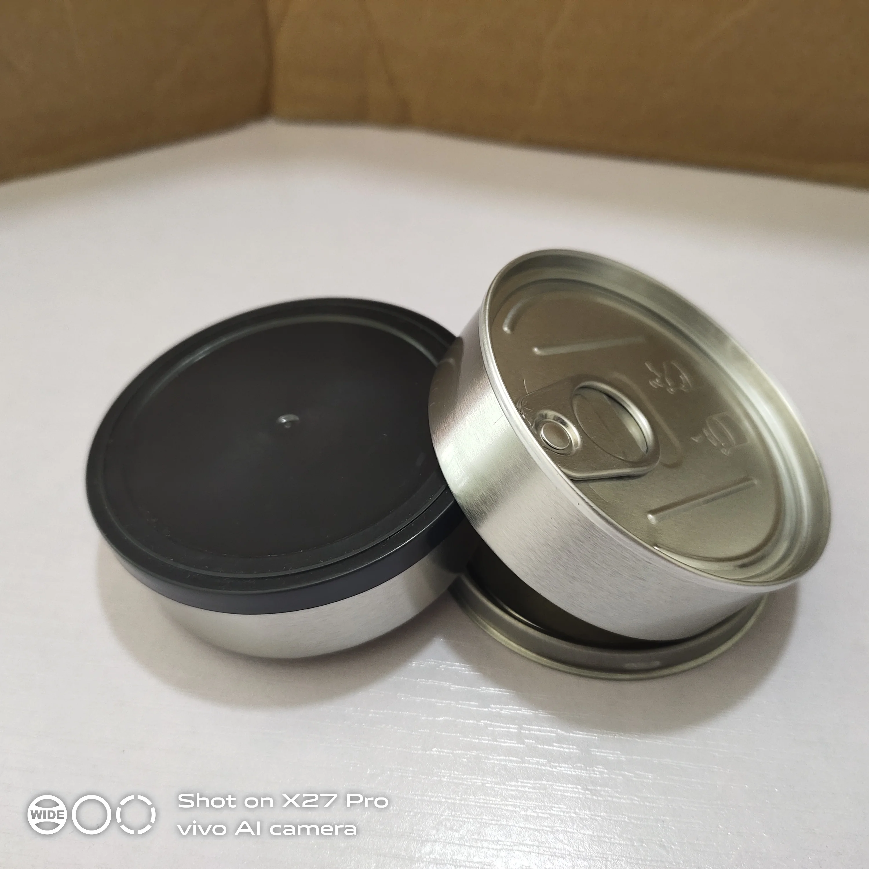 
best factory price for 3.5g/7g press tin cans-push bottom in pressitin cali tin tuna cans and custom labels 