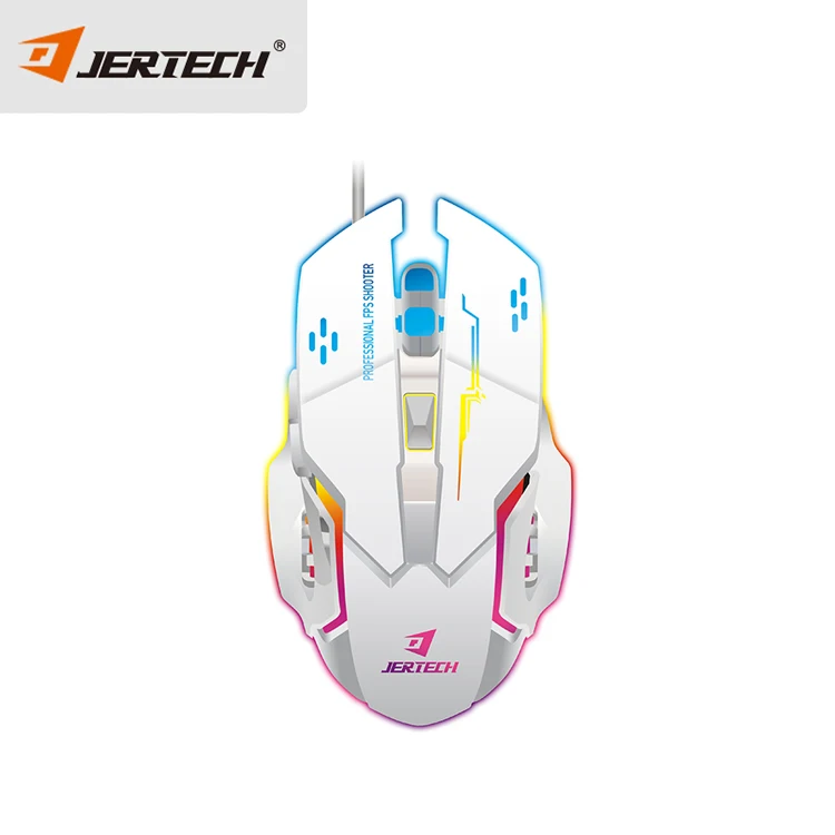 Jertech JR810 Breathing Led Light Pc Mouse Laptop Universal Usb Wired Mouse 5 Hyperesponse Buttons 6400 DPI Optical Mouse
