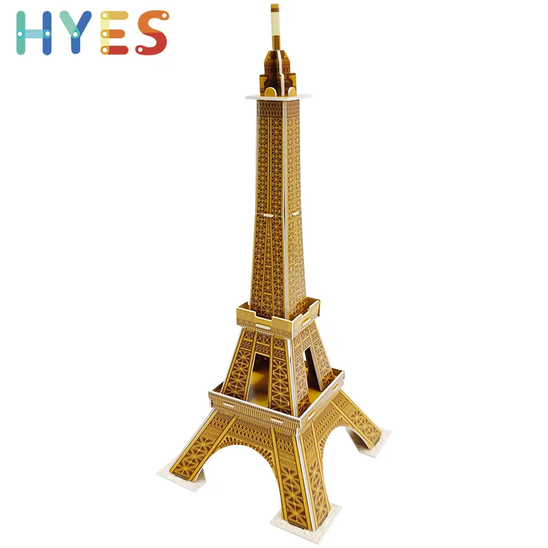 Huiye High Quality Paris Tower Building DIY 3D Eiffel Tower Cardboard Indoor Mini Puzzle Assemble Block Toy Gift For Parents Kid