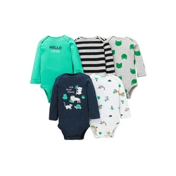 Wholesale 5 PCS Autumn Winter infant Long sleeve cotton printing Casual romper girl jumpsuit baby boy onesie