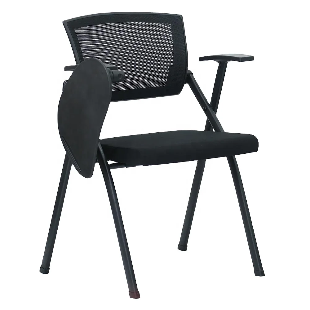 Office Furniture Staff Stackable Mesh Office Training Chair With Plastic Writing Pad