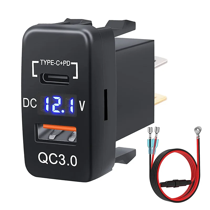 Quick Charge 3.0 PD USB C  Charger Socket Power Adapter for Toyota Prado FJ Cruiser Fortuner Hilux