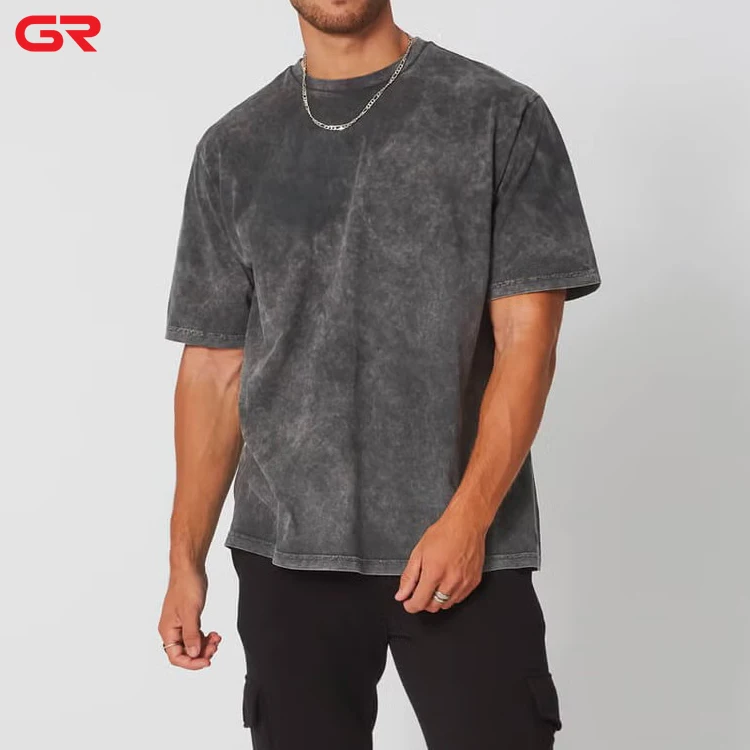 High Quality Acid Washed Tee Shirt Streetwear Short Sleeve Round Neck Oversized T-shirt Custom Logo Vintage T Shirt