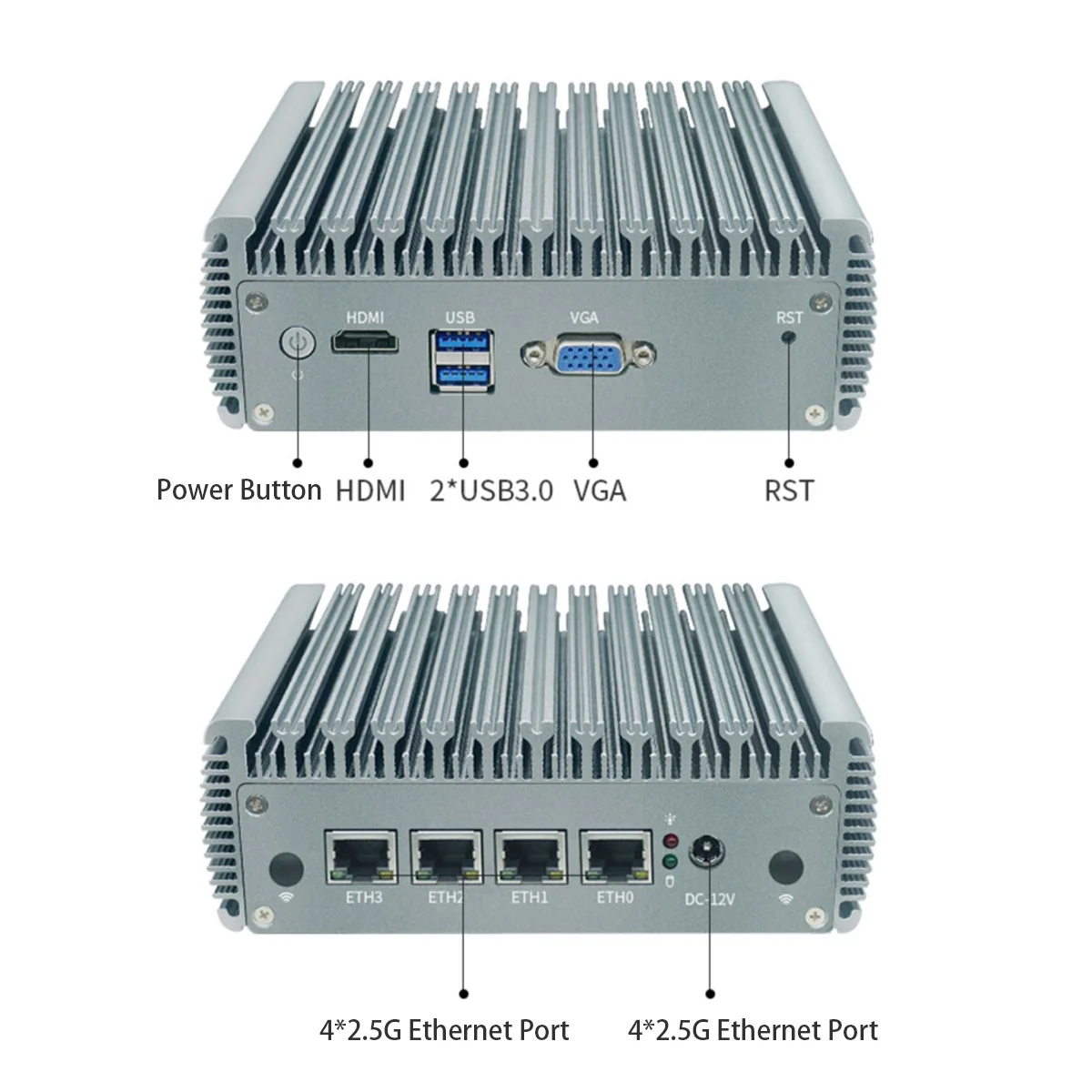 Firewall pfsense Mini PC Quad Core Cele ron J4125 i225 Nics 2.5Gbe RJ45 Lan HD VGA ITX Small Computer Network Server
