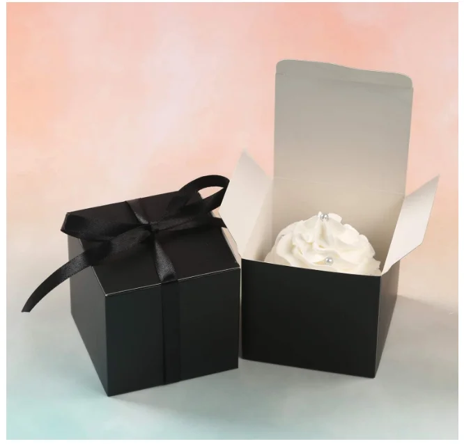 
Wedding Favor Boxes Easy Assemble Paper Chocolate Black Small Gift Boxes 