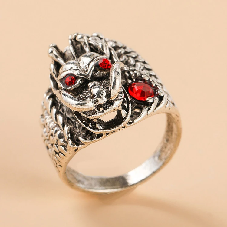 Gothic punk black devil paw ring exaggerated personality animal lion owl ring female