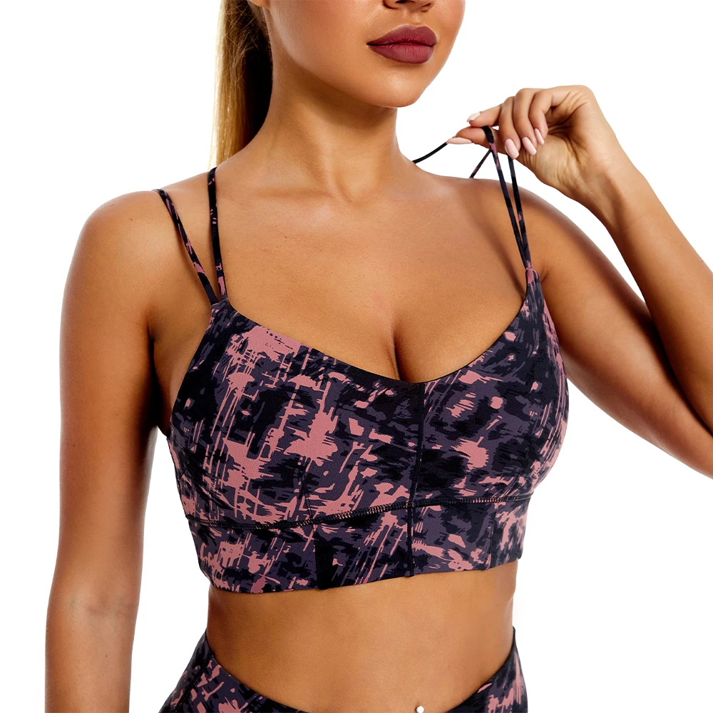 DANSHA Sport Fitness Wear Strappy Sports Lagging Bras Pants Cross Back Sexy Wireless Workout Padded Yoga Set