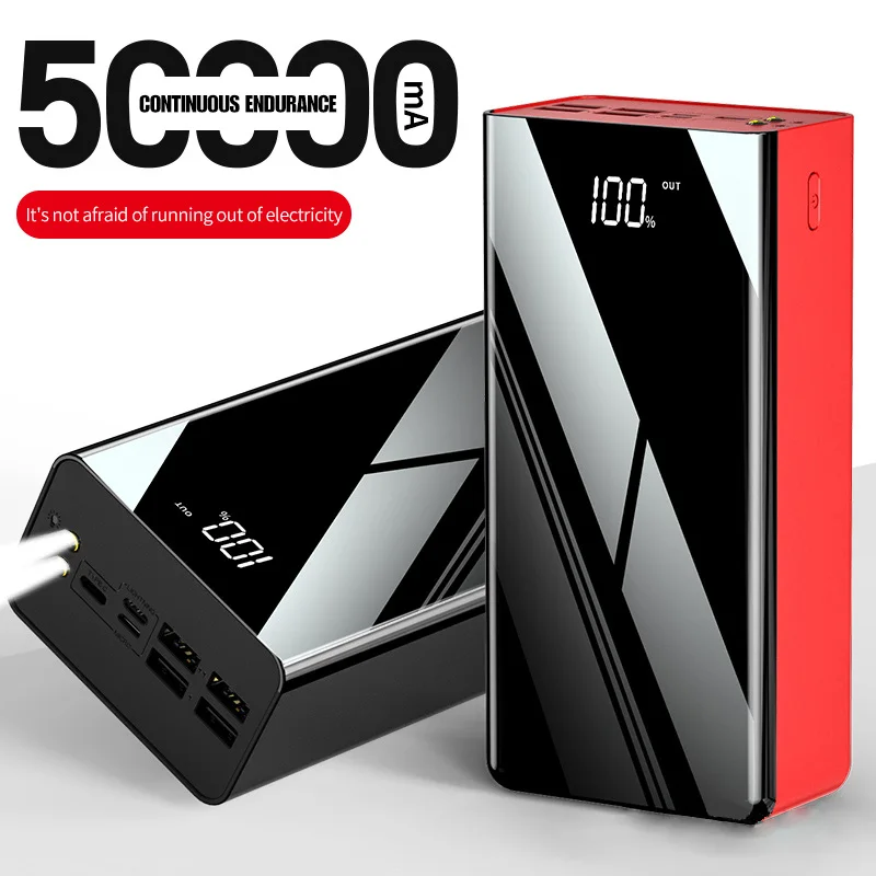 OEM Logo 50000mAh Powerbank Larger Capacity Power Bank Portable 20000mAh Super Capacity Charger Power Banks with Dual LED Lights