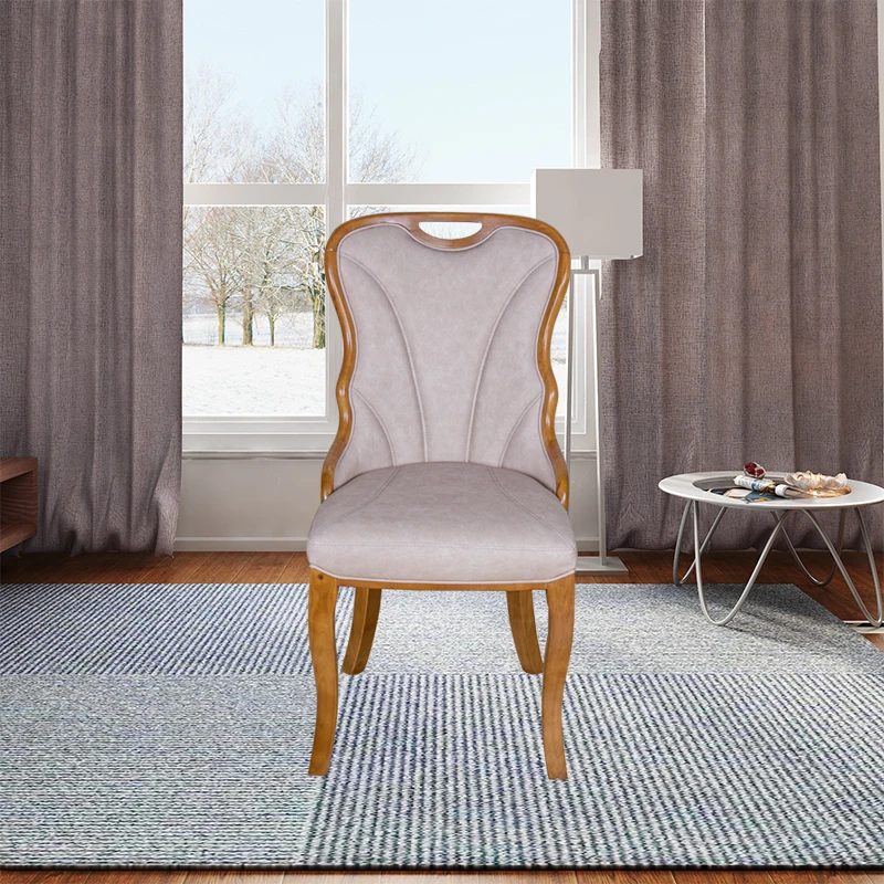 Wholesale sillas de comedor de madera Luxury Elegant Dining Room Furniture Cream Home Kitchen Upholstered Wood Dining Chair