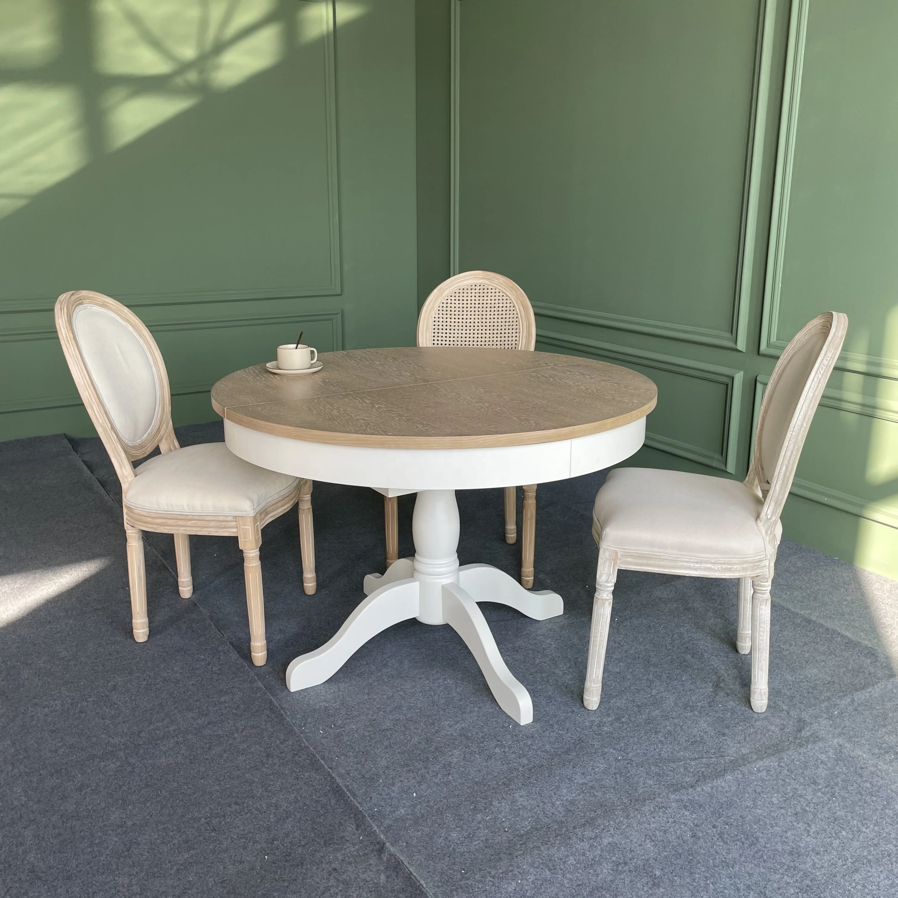 Современная Деревянная мебель во французском стиле для гостиной, компактный круглый деревянный обеденный стол