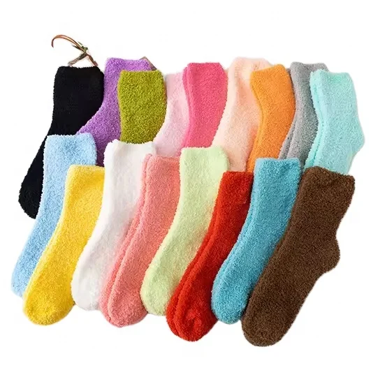winter socks woman fluffy thick purple pink girls thermal cozy fuzzy socks