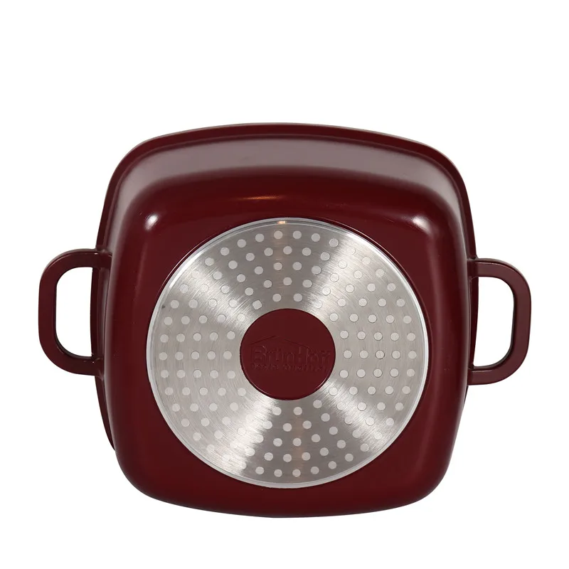 Metal  nonstick cookware die casting square sauce pot