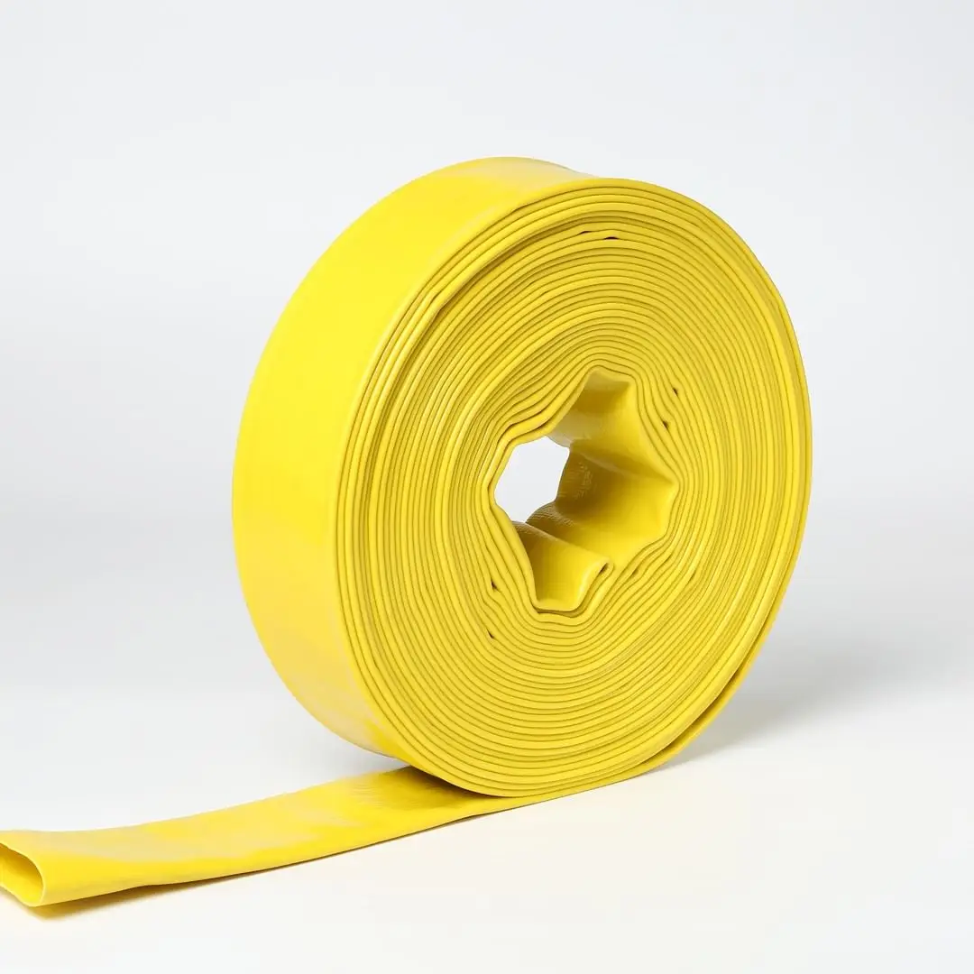 4 дюйма желтого цвета PVC Солнечный шланг сложенном для полива и орошения