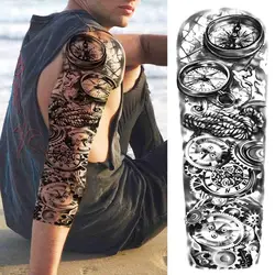 Full Arm Robot Temporary Tattoo Sticker Fake Black Long Tattoos For Men Women Body Art Arm Legs Sleeve Tatoo Sticker For Holiday