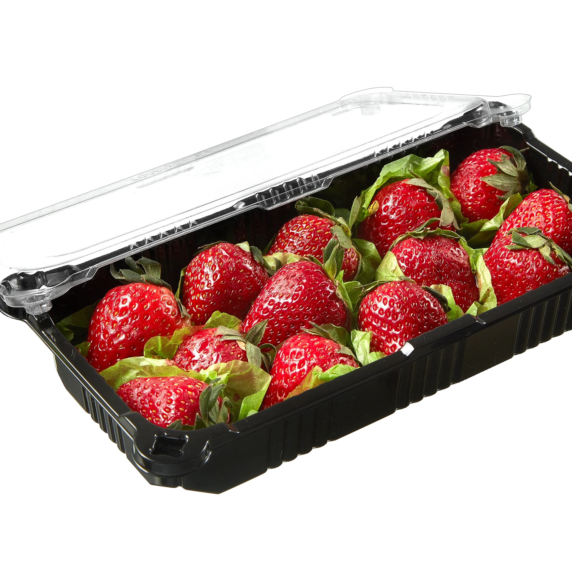 Black PET Plastic Strawberry Fruit Container Transparent Cherry Tomatoes Packing Box with Lid Custom Plastic Food Packaging