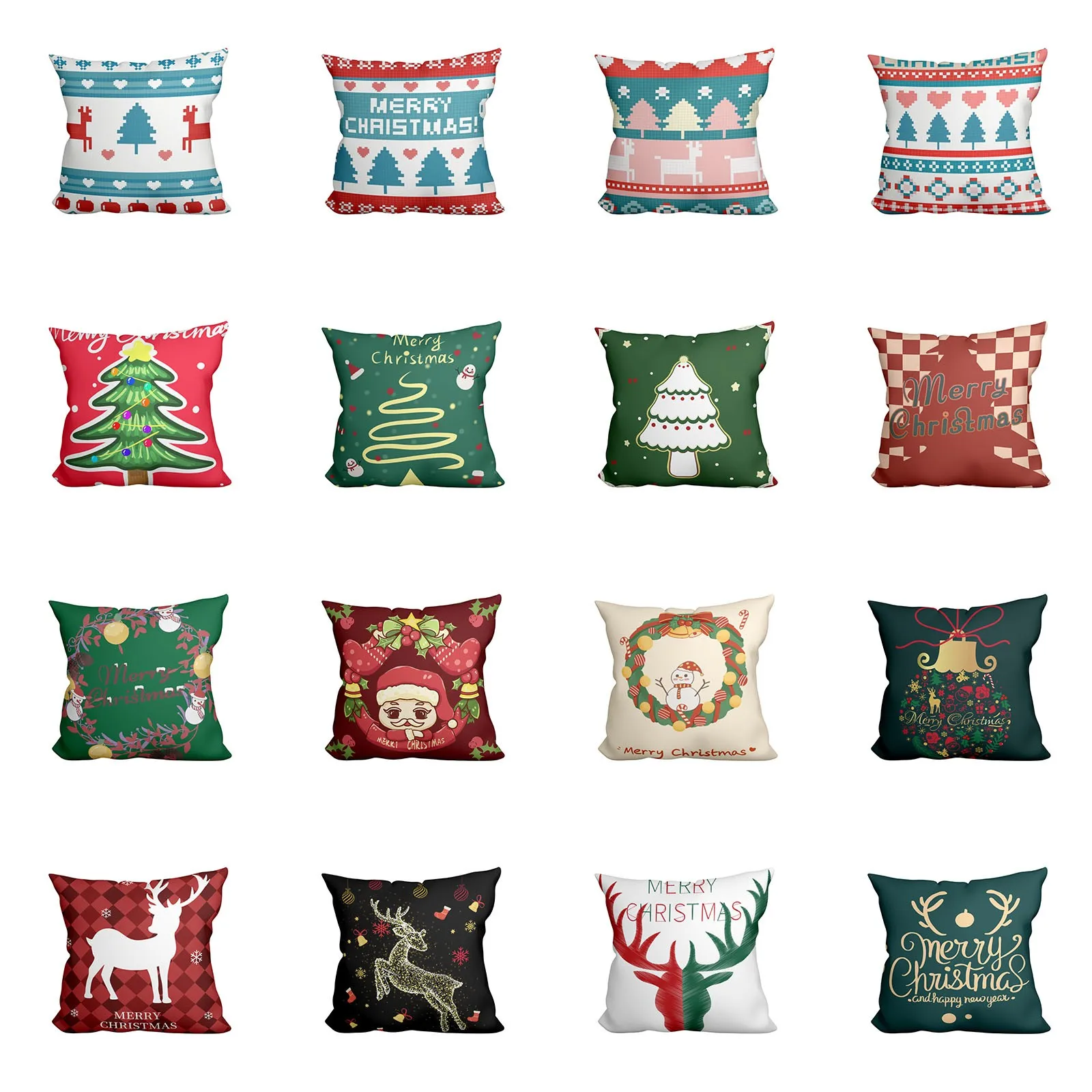 Wholesale Custom Christmas Printed Pillowcase Breathable Sofa Cushion Cover 45x45 Home Decorative Luxury Pillow case