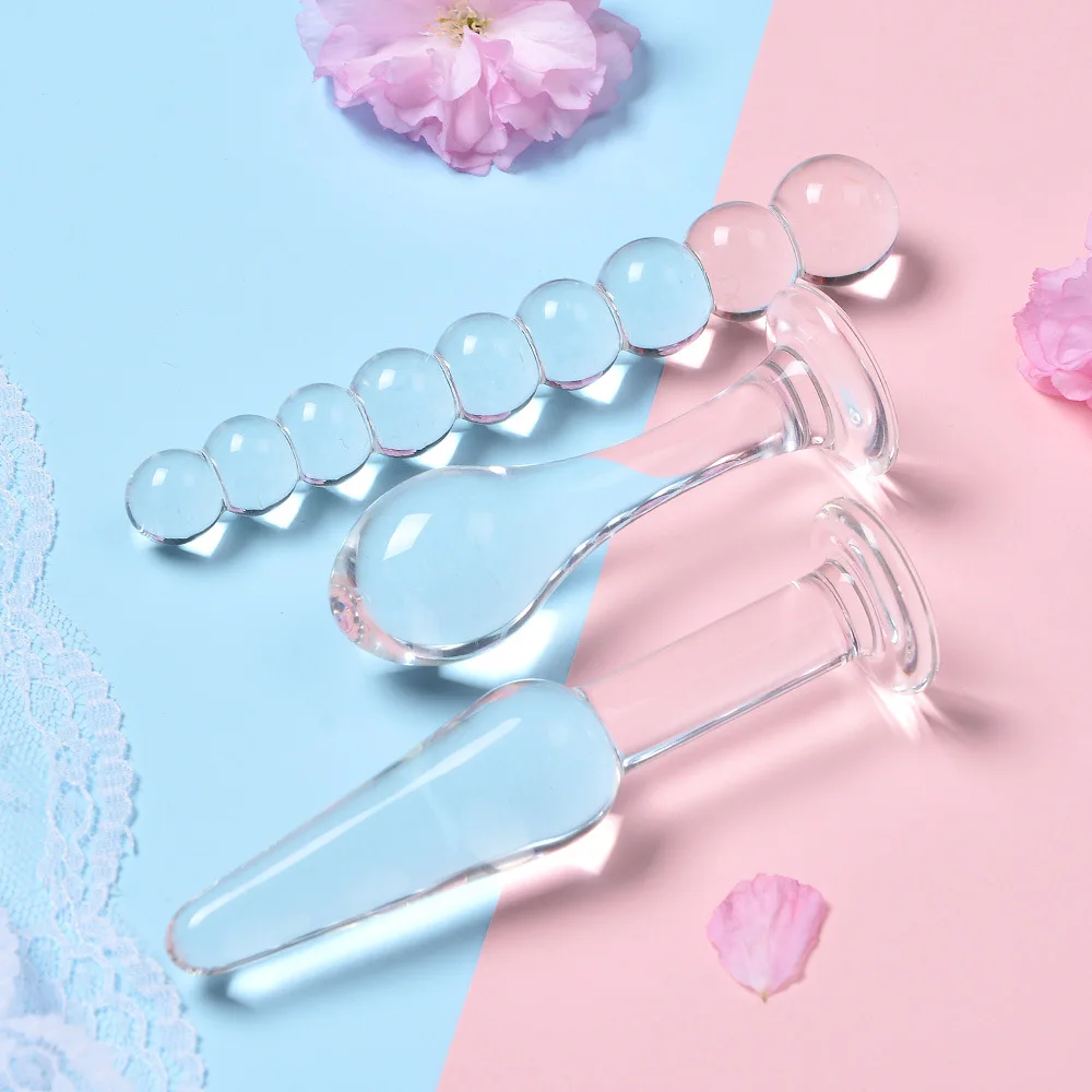 Wholesale glass trumpet back court anal plug adult sex toys bullet head anal plug portable starter set