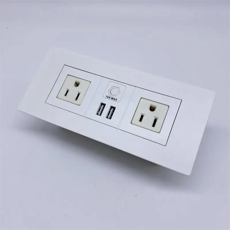 Flush mounted office furniture desktop power usb recessed rectangular UK power outlet socket /office desk US power panel socket