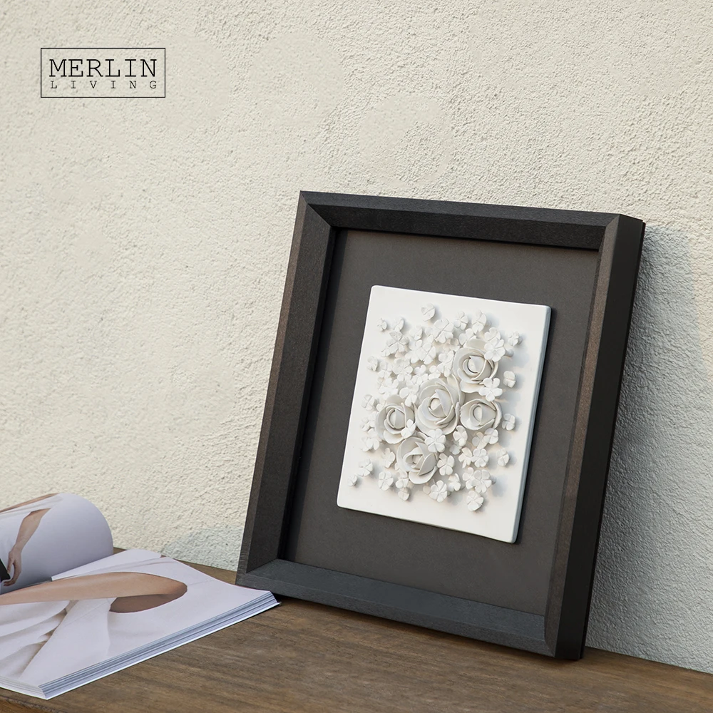 Merlin Living Handmade Ceramic Wall Art Ceramic Decoration Board Blossom Nordic Home Decor Chaozhou Ceramic Factory OEMODM