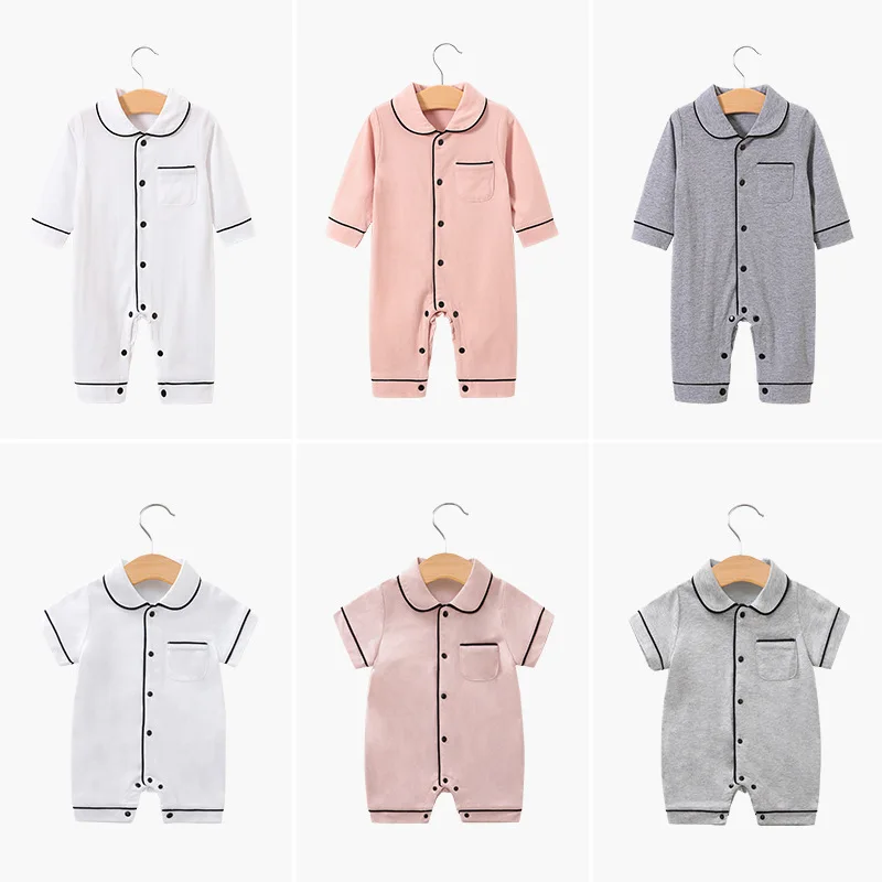 Wholesale Long Sleeve Sleepwear 100%Cotton Romper Newborn Baby Girl Boy Pajamas