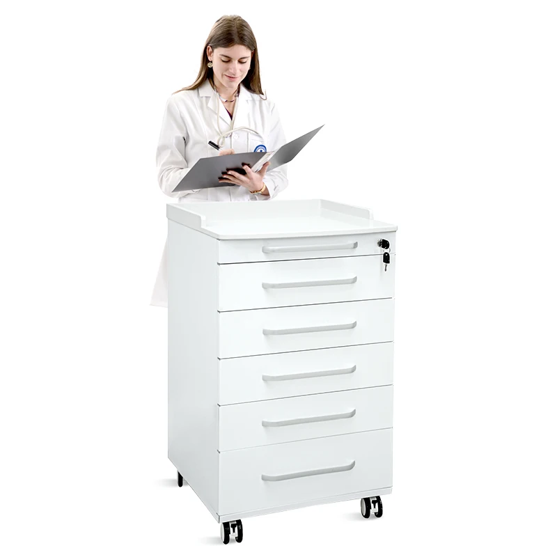 SK-D2C SAIKANG Movable Stainless steel Dental Cabinet Furniture With 5 Drawers