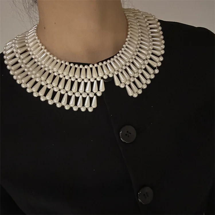 Fake Collar Pearl Water droplet Beads Detachable Women for Party Bride Dress Decorate False Collar