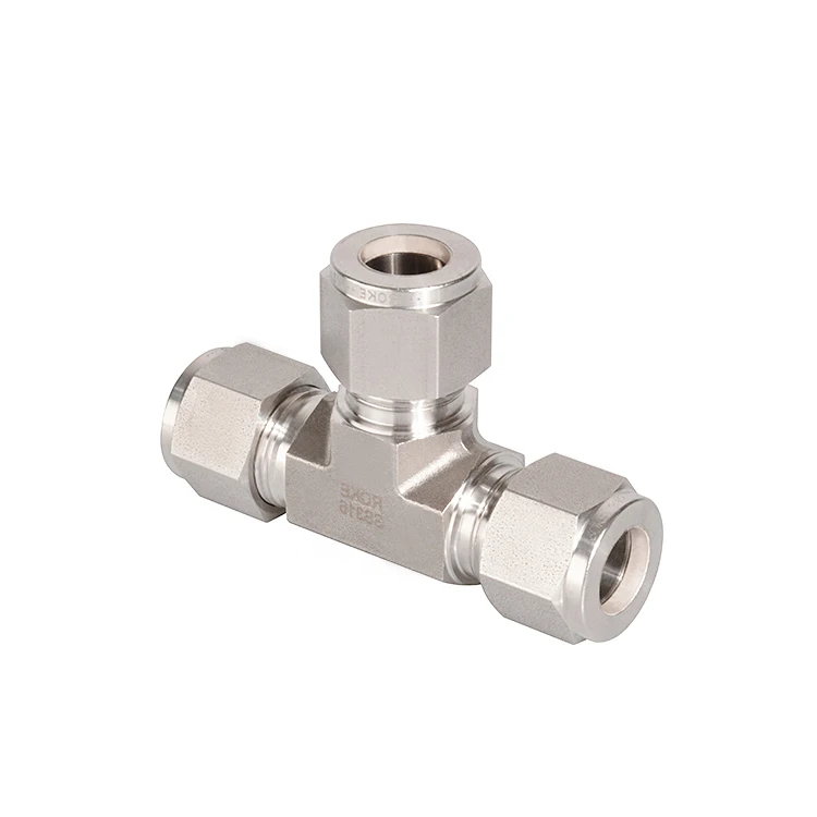 SS316 Stainless Steel Double Ferrules/Twin Ferrules 3 Way Union Tee Tube Fittings