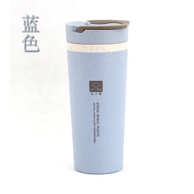 New Wholesale Heat Resistant 300/500ml Biodegradable Bpa Free Plastic Mug Wheat Straw Fiber Portable Water Bottle Cups