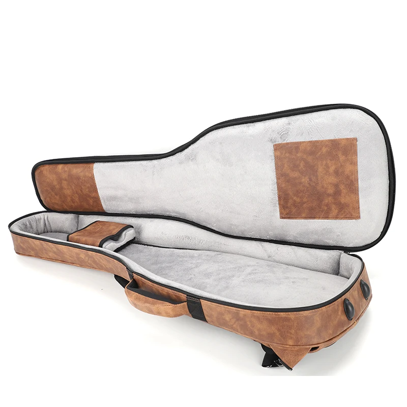 GB18 Rm Rainbow music OEM custom guitar case bag  brown leather durable adjustable soft straps electric Guitar bag gig bag