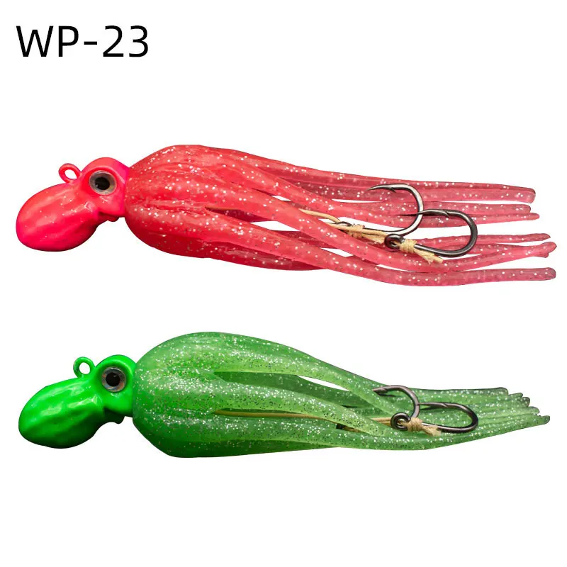 Hot sale soft bait Colorful squid lure lead metal jig lure heavy octopus lures with rubber skirt